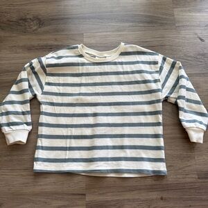 Zara Kids Blue and White Striped Long Sleeve Tee